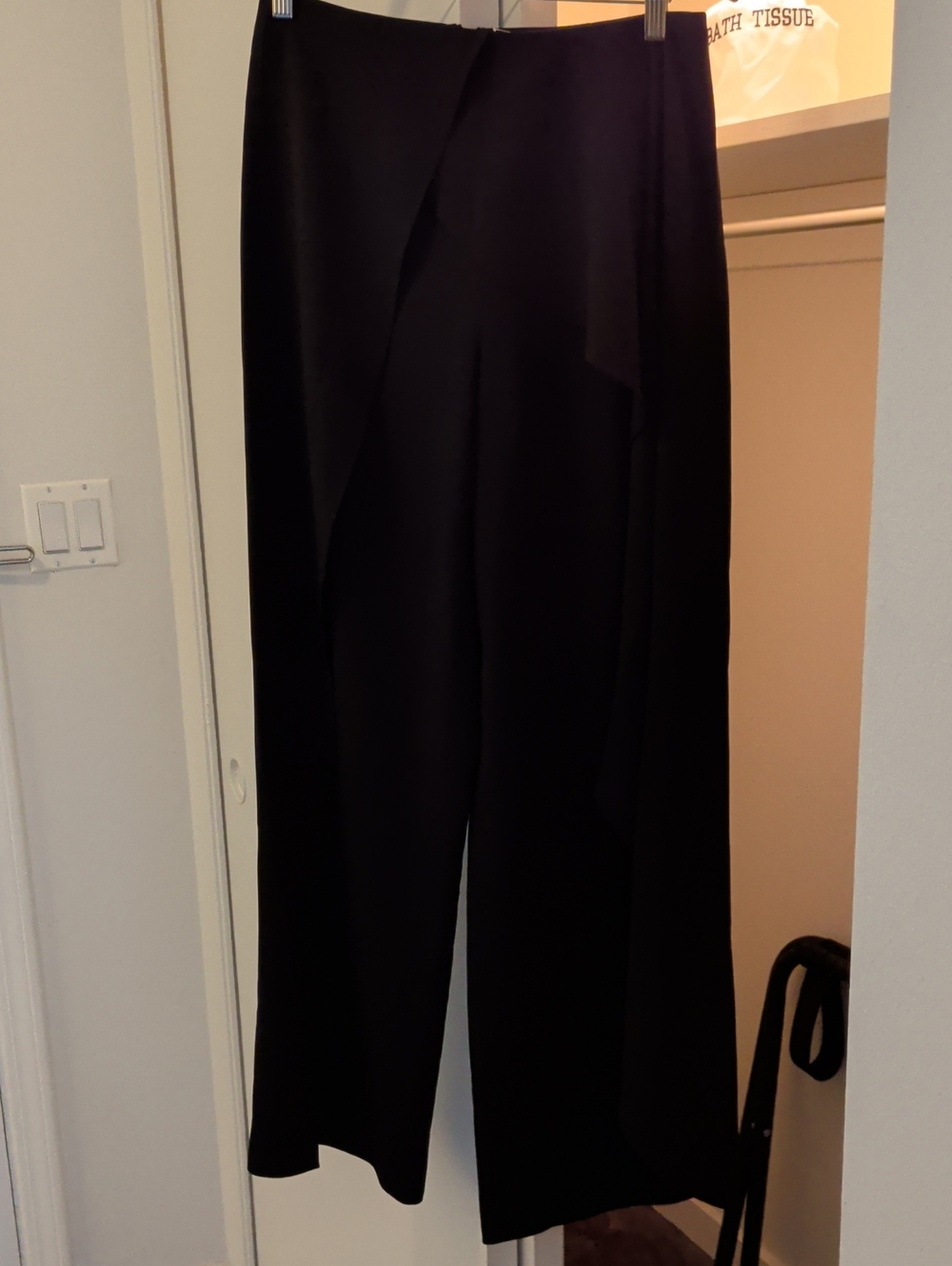 Alice + Olivia Black Wide-Leg Draped Split Leg Trousers